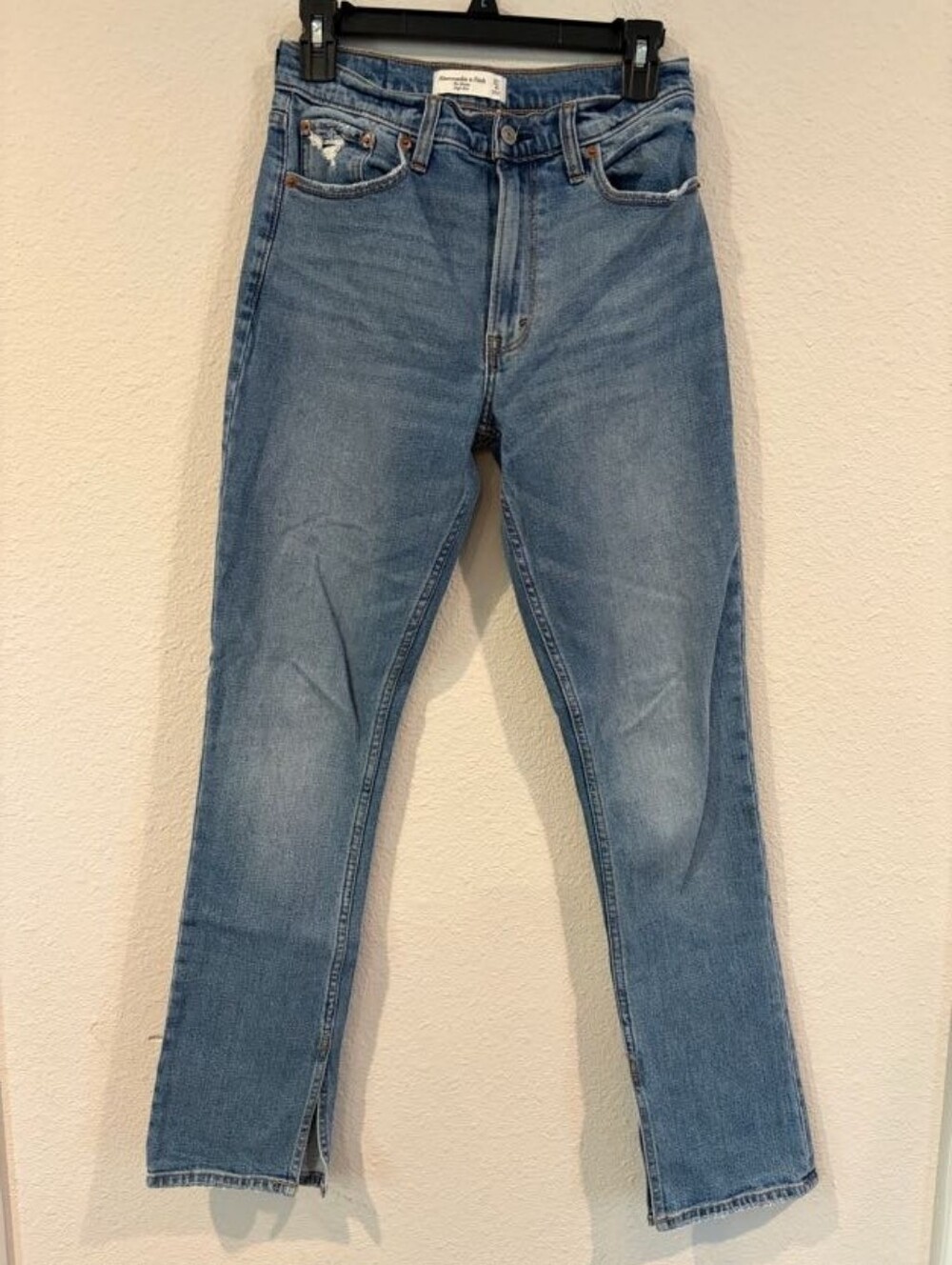 Abercrombie & Fitch Womens Blue Denim The Skinny High Rise Slit Jeans Size 4 27